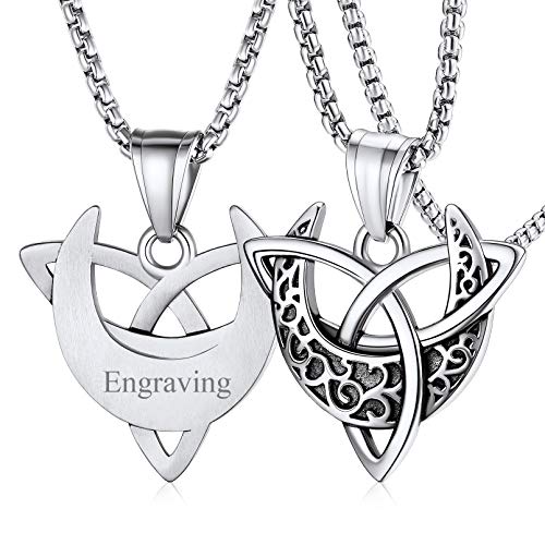 FaithHeart personalisierter Keltischer Knot Triquetra Anhänger Halskette Damen Mädchen Halbmond Anhänger mit Geschenkebox für Geburtstag Weihnachten von FaithHeart