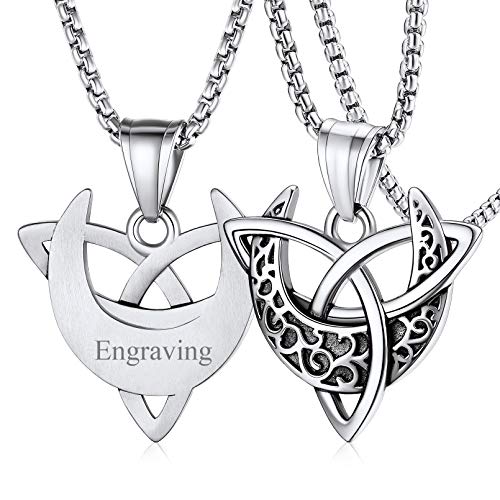 FaithHeart personalisierter Keltischer Knot Triquetra Anhänger Halskette Damen Mädchen Halbmond Anhänger Schmuck Geburtstag Weihnachten von FaithHeart