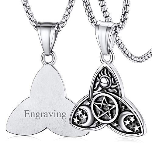 FaithHeart personalisierter Keltischer Knoten Dreifach Mond Anhänger Wicca Pagen Amulett Celtic Knot Halskette mit Triple Mond Anhänger Literarischer Schmuck für Valentinstag Weihnachten von FaithHeart