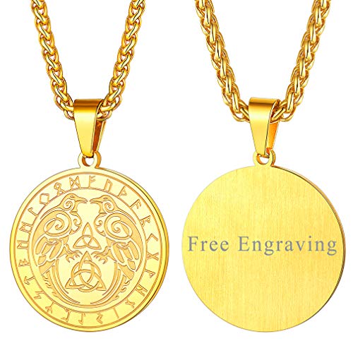 FaithHeart personalisierter Krähe Anhänger mit 55cm+5cm Weizenkette Herren Krähe Kette mit Geschenkebox für Vater und Freunden von FaithHeart