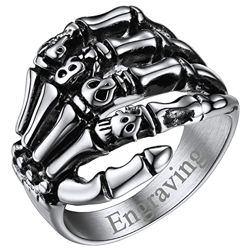FaithHeart personalisierter Totenkopf Fingerring für Herren Männer Punk Gotik Finger Fingerring Retro Schädel Ring für Weihnachten Geburtstag von FaithHeart