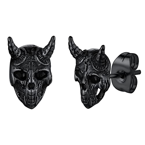 FaithHeart schwarz Baphomet Ohrstecker für Herren Jungen Pund Piercing Ohrring Baphomet Ohrschmuck für Freunden Ehemann Model von FaithHeart