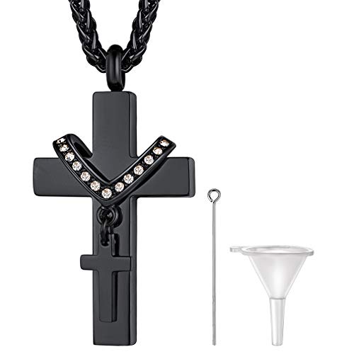 FaithHeart schwarz Kreuz Anhänger für Parfüm und ätherisches Öl als Cremation Schmuck für Sie und Ihr Geliebte von FaithHeart