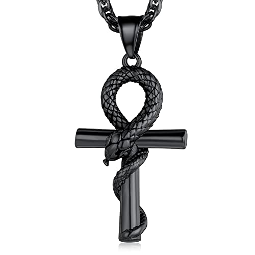 FaithHeart schwarz Ankh Kreuz Anhänger für Herren Jungen Vintag ägyptische Amulett mit Geschenkebox für Herren ;Männer von FaithHeart