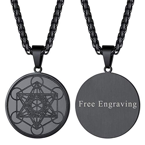 FaithHeart schwarz Metatrons Würfel Anhänger männer Metatrons Würfel Kette für Vater Freunden von FaithHeart