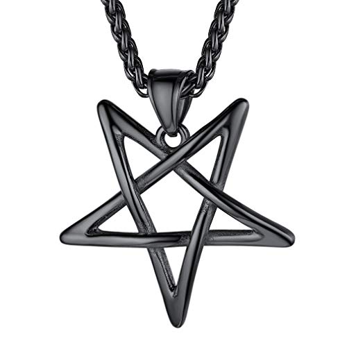 FaithHeart schwarz Pentagramm Anhänger Satanic Pentagramm Anhänger mit 55cm+5cm Weizenkette… FaithHeart schwarz Pentagramm Anhänger Satanic Pentagramm Anhänger mit 55cm+5cm Weizenkette… von FaithHeart