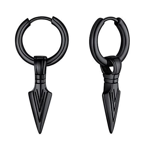 FaithHeart schwarz Viking Pfeil Ohrringe Hängende Creolen Speer Ohrring Punk Stil Wikinger Speer Ohrring mit Geschenkebox für Freunden Ehemann von FaithHeart