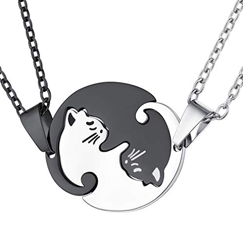 FaithHeart schwarz Yinyang Puzzle Kette Katze Anhänger Partner Paare Halskette für Freundin Tochter von FaithHeart