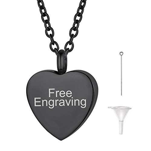 FaithHeart schwarz personalisierte Memorial Herz Halskette mit 50+5cm Verlängerung O Kette mit Schmuckbeutel für Kinder und Jugendlichen von FaithHeart