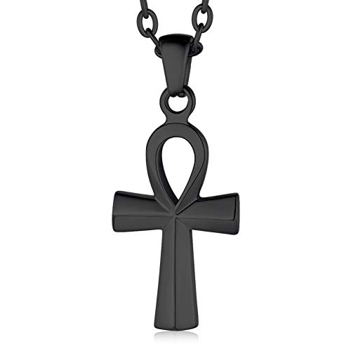 FaithHeart schwarze ägyptische kreuz Anhänger für Herren Jungen Punk Gotik Ägyptischer Amulett für Freunden Ehemann Model von FaithHeart