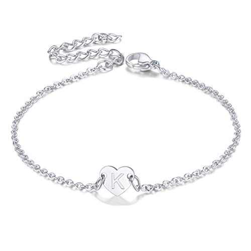 FaithHeart vergoldet Damen Armbänder Buchstabe Mädchen Herz Buchstabe K Armskette für Tochter von FaithHeart