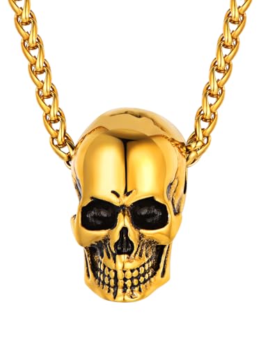 FaithHeart vergoldet Skull Anhänger Gotik Schmuck Retro Skull Kette für Herren und Männer von FaithHeart