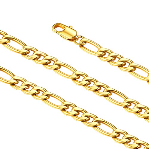 FaithHeart Klassische Figarokette für Damen und Herren, 3MM Breit 60cm Lang Rapper Halskette,goldene Figarokette Halskette, Geschenk für Valentinstag Vatertag von FaithHeart