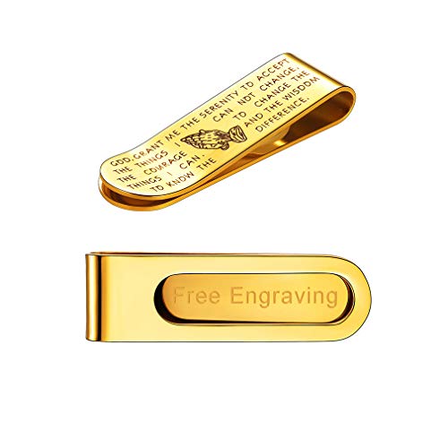 FaithHeart Personalised Edelstahl Plated Laser Engraved Money Clip, Männerschmuck mit Gravur Geschenk Papa von FaithHeart