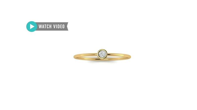 Zierliche Minimalist 14Kt Gold Lünette Set Echt Diamant Ring von FaithJewelryINC