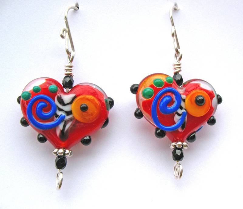 Rote Herz Perle Wunderliche Lampworked Flammengearbeitete Glasohrringe Valentinsgeschenk Für Sie Sterlingsilber Rote Herz Perle Wunderliche Lampworked Flammengearbeitete Glasohrringe Valentinsgeschenk Für Sie Sterlingsilber von FaithWickey