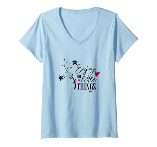 Damen Enjoy The Little Things T-Shirt T-Shirt mit V-Ausschnitt Damen Enjoy The Little Things T-Shirt T-Shirt mit V-Ausschnitt von Faithful Artist Studio