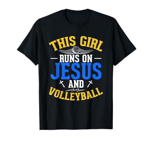 Dieses Mädchen läuft auf Jesus und Volleyball T-Shirt Dieses Mädchen läuft auf Jesus und Volleyball T-Shirt von Faithful Athlete