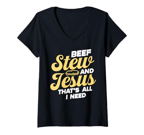 Damen Rindereintopf und Jesus-Design T-Shirt mit V-Ausschnitt Damen Rindereintopf und Jesus-Design T-Shirt mit V-Ausschnitt von Faithful Comfort Designs