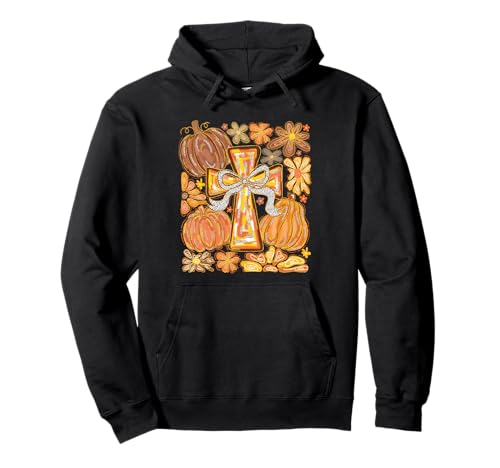 Herbst Kreuz Kürbisse & Blumen Christian Herbst Glaube Frauen Pullover Hoodie von Faithful Fall Cross Pumpkins and Floral Apparel