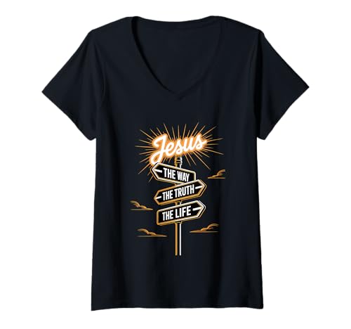 Damen Jesus Der Weg Die Wahrheit Das Leben Religiöse Botschaft Jesus T-Shirt mit V-Ausschnitt Damen Jesus Der Weg Die Wahrheit Das Leben Religiöse Botschaft Jesus T-Shirt mit V-Ausschnitt von Faithful Jesus Designs for Religious Christians