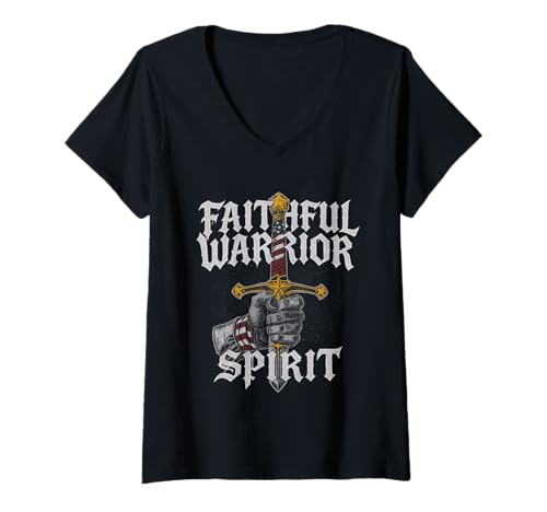 Damen Treuer Krieger, Geist, amerikanischer Christ, Gläubiger, Patriotisch T-Shirt mit V-Ausschnitt Damen Treuer Krieger, Geist, amerikanischer Christ, Gläubiger, Patriotisch T-Shirt mit V-Ausschnitt von Faithful Warrior Spirit Christian Patriotic