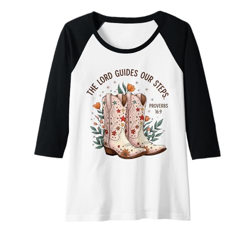 Damen Christian Cowgirl Boots Proverbs 16:9 Bibelvers Western Raglan Damen Christian Cowgirl Boots Proverbs 16:9 Bibelvers Western Raglan von Faithful Western Scripture Tee Company