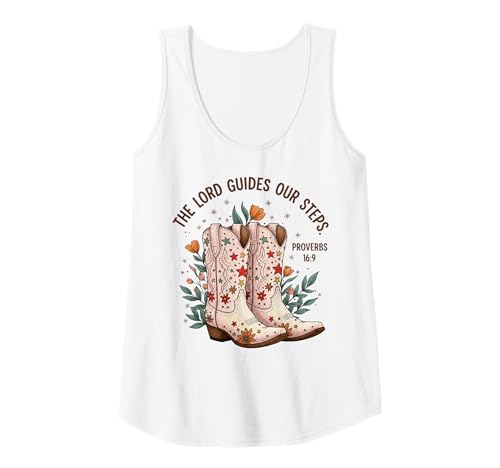 Damen Christian Cowgirl Boots Proverbs 16:9 Bibelvers Western Tank Top Damen Christian Cowgirl Boots Proverbs 16:9 Bibelvers Western Tank Top von Faithful Western Scripture Tee Company