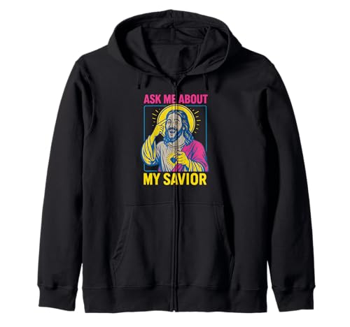 Holy Humor Ask Me About My Savior Fun Herren Christian Faith Kapuzenjacke Holy Humor Ask Me About My Savior Fun Herren Christian Faith Kapuzenjacke von Faithfully Funny Christian Spiritual Clothing