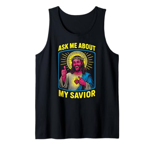 Holy Humor Ask Me About My Savior Fun Herren Christian Faith Tank Top Holy Humor Ask Me About My Savior Fun Herren Christian Faith Tank Top von Faithfully Funny Christian Spiritual Clothing