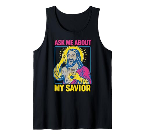 Holy Humor Ask Me About My Savior Fun Herren Christian Faith Tank Top Holy Humor Ask Me About My Savior Fun Herren Christian Faith Tank Top von Faithfully Funny Christian Spiritual Clothing