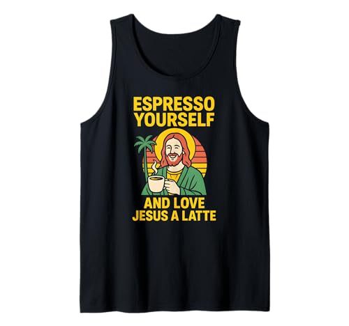 Jesus Pun Espresso Yourself Lustiger Christlicher Glaube für Frauen Tank Top Jesus Pun Espresso Yourself Lustiger Christlicher Glaube für Frauen Tank Top von Faithfully Funny Christian Spiritual Clothing