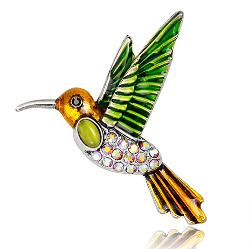 Fajewellery Damen Antique Emaille Vogel Hummingbird mit Zirkonia Brosche Schmuck von Fajewellery
