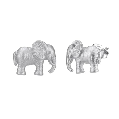 Fajewellery Elefant Ohrstecker 925 Sterling Silber/Golden Elefant Ohrringe für Damen Mädchen,mit Geschenk Box (Silber) von Fajewellery