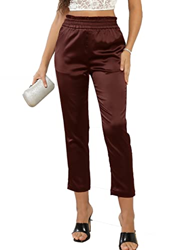 Damen-Satin-Hose, modisch, elastische Taille, kurze Hose, Papiertüten-Stil, X-Groß von Fakanhui