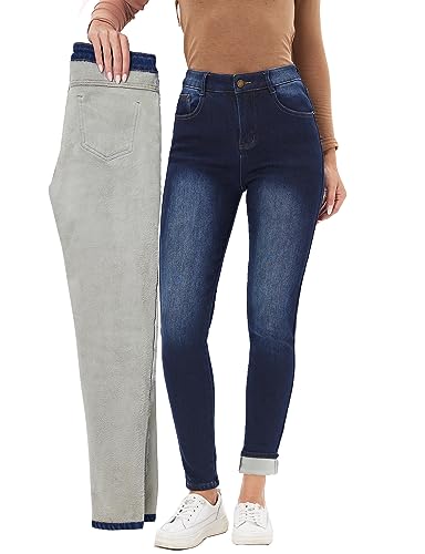 Fakanhui Damen-Thermo-Jeans, mit Fleece gefüttert für den Winter, Skinny-Leggings, X-Groß von Fakanhui