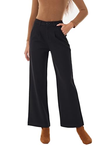 Fakanhui Damen-Hose aus Wollmischgewebe, warm, weites Bein, hohe Taille, legere Arbeitshose, Schwarz, X-Large Kurze Schlauch Fakanhui Damen-Hose aus Wollmischgewebe, warm, weites Bein, hohe Taille, legere Arbeitshose, Schwarz, X-Large Kurze Schlauch von Fakanhui