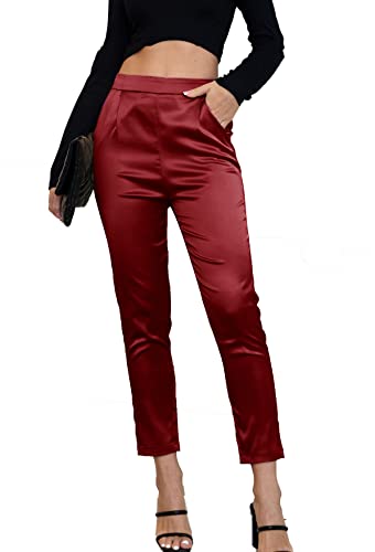 Fakanhui Damen-Satin-Hose Seide Arbeitskleid Casual Elastische Hohe Taille Stretch Elegant Crop Hosen Fakanhui Damen-Satin-Hose Seide Arbeitskleid Casual Elastische Hohe Taille Stretch Elegant Crop Hosen von Fakanhui