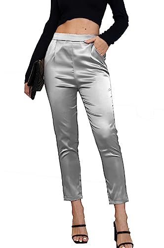 Fakanhui Damen-Satin-Hose Seide Arbeitskleid Casual Elastische Hohe Taille Stretch Elegant Crop Hosen Fakanhui Damen-Satin-Hose Seide Arbeitskleid Casual Elastische Hohe Taille Stretch Elegant Crop Hosen von Fakanhui