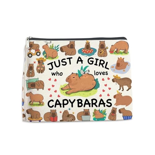 Capybara Make-up-Tasche, bezaubernde Capybara-Kosmetiktasche mit niedlichem Tier-Design, tragbarer Reise-Organizer für die tägliche Make-up-Aufbewahrung und Kulturbeutel für Damen und Mädchen von Fakcrkun