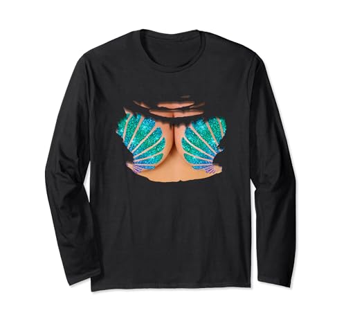 Fake Bikini T-Shirt | Kostüm Muschel BH T-Shirt Langarmshirt von Fake Boobs T-Shirts