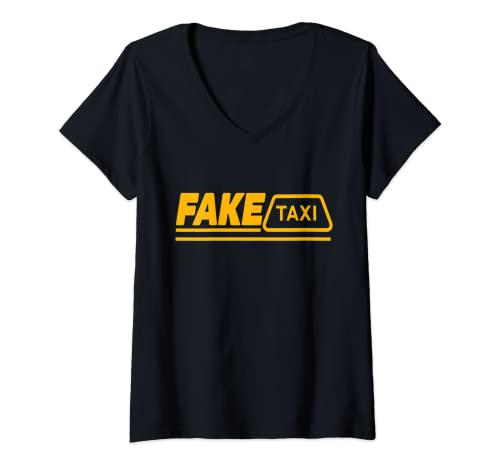 Damen Fake Taxi Lustiger Fahrer T-Shirt mit V-Ausschnitt Damen Fake Taxi Lustiger Fahrer T-Shirt mit V-Ausschnitt von Fake Taxi Yellow