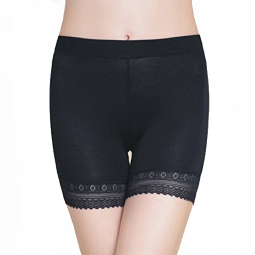 Damen Unterwäsche Slip Unterhosen Sicherheits Shorts Unterwäsche Kurz Leggings Panties Softe Spitze Hipster Pantys, Schwarz, von FakeFace