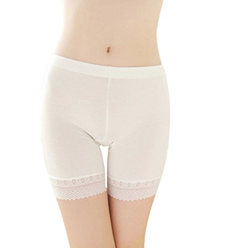 Damen Unterwäsche Slip Unterhosen Sicherheits Shorts Unterwäsche Kurz Leggings Panties Softe Spitze Hipster Pantys, Weiß, von FakeFace