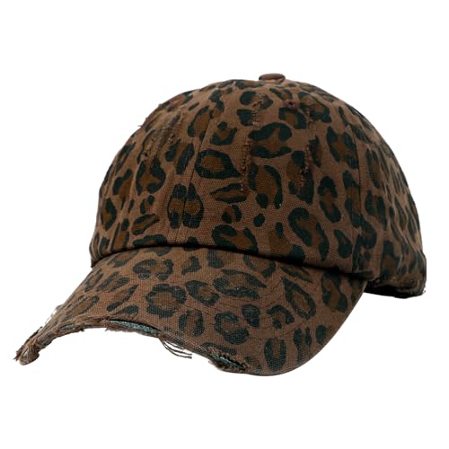 Baseball Cap Baumwolle Kappe Baseballkappe Vergrößerte Damen Hut Mütze Cap Leopardmuster Sommer Atmungsaktiv Einstellbar Sportkappe Basecap Sonnenmütze für Camping Reisen Wandern von FakeFace