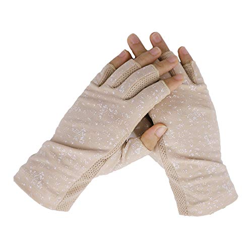 Damen Herren Baumwollhandschuhe Fingerlose Handschuhe Rutschfeste Fahrradhandschuhe Sonnenschutz Halbfinger Fäustlinge Laufhandschuhe für Autofahren Motorrad Fahrrad Sport Camping Wandern Outdoor von FakeFace