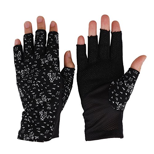 Damen Herren Baumwollhandschuhe Fingerlose Handschuhe Rutschfeste Fahrradhandschuhe Sonnenschutz Halbfinger Fäustlinge Laufhandschuhe für Autofahren Motorrad Fahrrad Sport Camping Wandern Outdoor von FakeFace