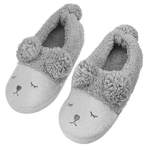 Damen Warm Plüsh Weich Hausschuhe Winter Slipper Memory Foam Süße Tiere Pantoffeln, Grau, EU38/39 von FakeFace