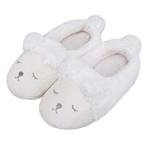 Damen Warm Plüsh Weich Hausschuhe Winter Slipper Memory Foam Süße Tiere Pantoffeln, Weiß, EU36/37 von FakeFace