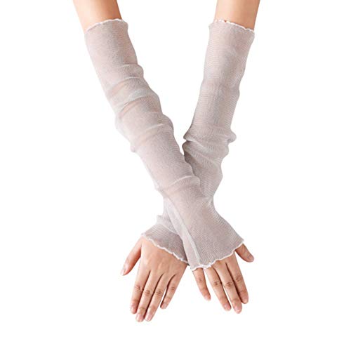 FakeFace Armstulpen Sommer Damen Kühlung Arm Ärmel Spitze Arm Stulpen UV-Sonnenschutz Armlinge Lange Netz Handstulpen Dünne Eisseide Armschutz für Radsport, Klettern, Wandern und Reisen von FakeFace